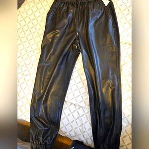 Faux Leather Joggers